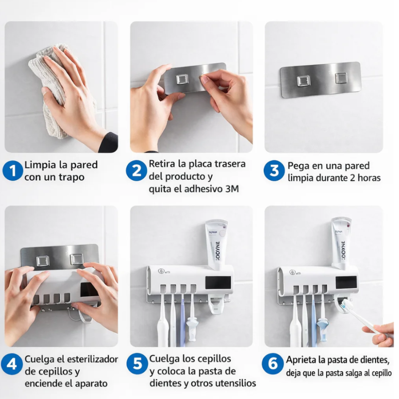 Dispensador Crema Dental Eliminador de Bacterias